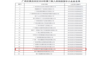 喜訊∣博世科控股子公司——博環公司獲自治區科技型中小企業認定